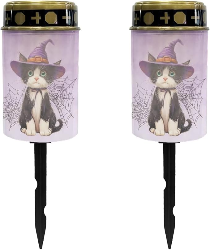 Halloween Solar Outdoor Lights Waterproof Solar Lights for Cemetery 2 Pcs Memorial Solar Lights for Graves Solar Outdoor Light Waterproof
