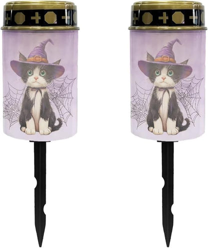 Halloween Solar Outdoor Lights Waterproof Solar Lights for Cemetery 2 Pcs Memorial Solar Lights for Graves Solar Outdoor Light Waterproof