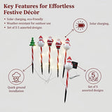 Solar Christmas Pathway Lights - 5 Designs (Star, Snowflake, Santa, Bell), Auto On/Off, Waterproof Warm White LED | Lumora