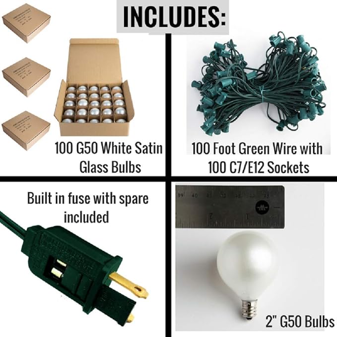 Hometown Evolution, Inc. White Pearl Outdoor Patio Globe String Lights (100 Foot, G50 White Pearl 2 Inch Bulbs | Lumora