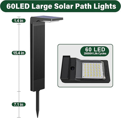 Solar Pathway Lights Outdoor 6Pack, Bright 60LED Solar Path Lights Outside Waterproof, Warm & Cool Walkway Light Solar Powered, Landscape Lighting for Driveway Lawn Patio Garden Yard
