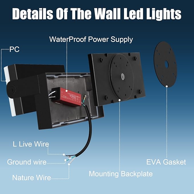 40W Outdoor Flood Light, 5000K 360° Rotating LED Wall Light, IP66 Waterproof Square Exterior Wall Pack Wall Mount Fixture Commercial Security Lighting for Garage House (8 Pack)