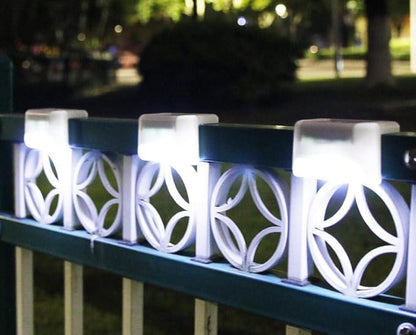 Solar Powered Step Lights for Outdoor Stairs, Railing, Fence Post, Pathway, Yard, Patio - 1 LED, White Lampshade, 4 Pack