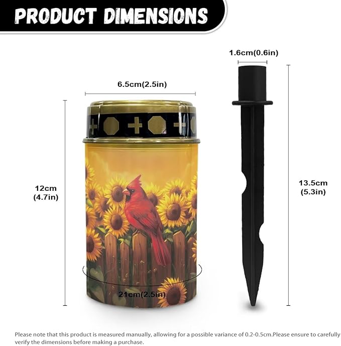 Cardinal Solar Lights Outdoor Waterproof Sunflower Garden Led Solar Lights Gravesite Decorations Cemetery Portable
