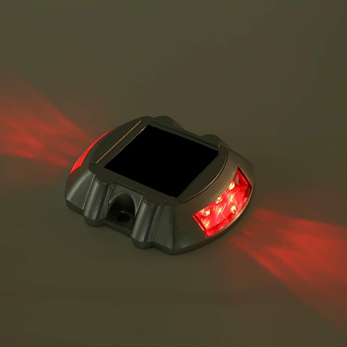 Tnfeeon Solar Pathway Lights Bright LED Outdoor Lighting with Six Water Lamps for Driveway Garden Up to 3280 Feet Viewing Distance (Flashing red)