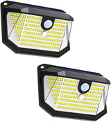 (2 Pack) Solar Wall Lights Outdoor, 202PCS LED White,Cordless,Waterproof IP65,0.55W PV Panel,Automatic Lighting | Lumora