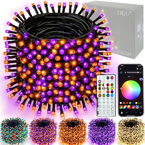 Smart Color Changing Halloween Light 198FT 600 LED Orange Purple App Remote
