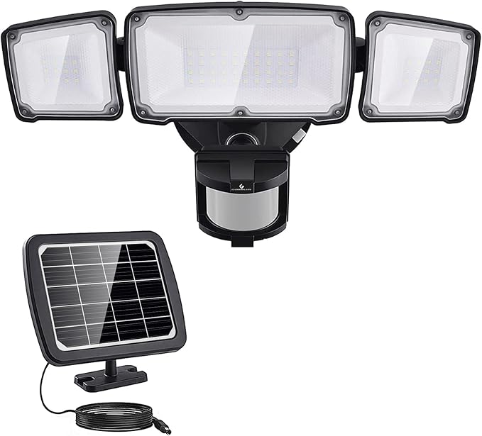 GLORIOUS-LITE Solar Security Lights 2400mAh LED Motion Sensor Light Outdoor, Rechargable 1600lm Solar Flood Light | Lumora