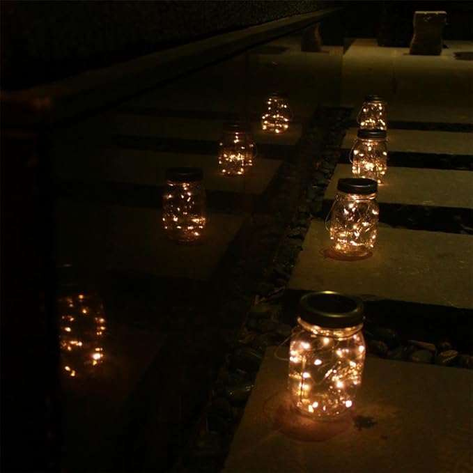 6-Pack Solar-powered Mason Jar Lights 20 LEDs (6 Hanger Included / No Jar),Warm White Glass Waterproof Fairy | Lumora