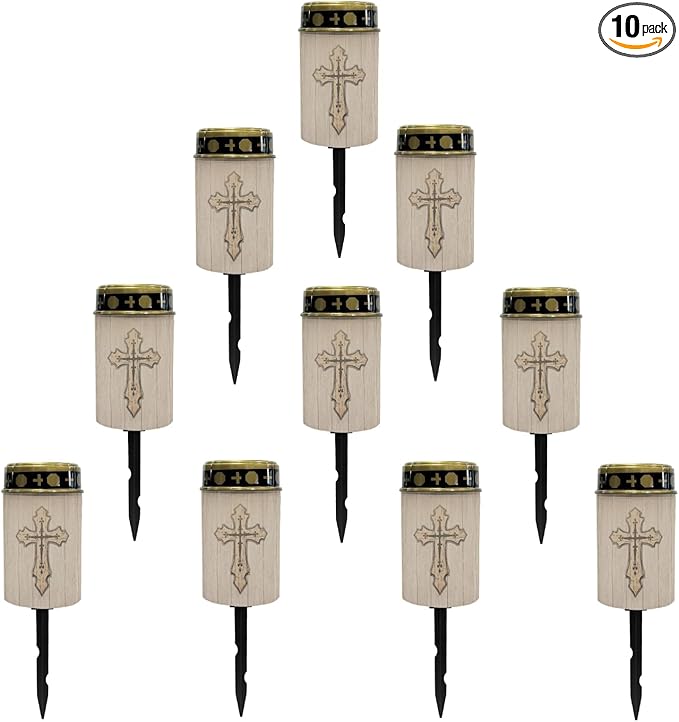 Outdoor Pathway Lights Solar-Powered Fairy Lights for Outside,God Cross LED Lantern Solar Garden Stake Lights Outdoor Waterproof Walkway Lights Flameless Warm White Solar Lights