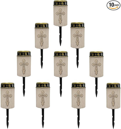 Outdoor Pathway Lights Solar-Powered Fairy Lights for Outside,God Cross LED Lantern Solar Garden Stake Lights Outdoor Waterproof Walkway Lights Flameless Warm White Solar Lights