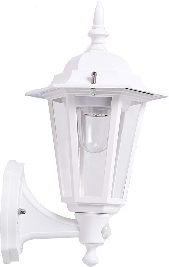 Maxsa 49719 Battery-Powered LED Motion-Activated Outdoor Wall Sconce-White-8.5" x 6" x 13