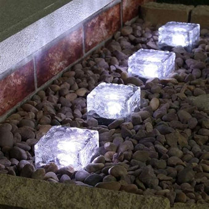 6 Pack Solar Ice Cube Lights IP65-Waterproof Brick Light 4-LED Solar Brick Light Chritmas Outdoor Brick Decor in Garden Patio Yard Lawn Pool(2.75in2.75in（Cold White）