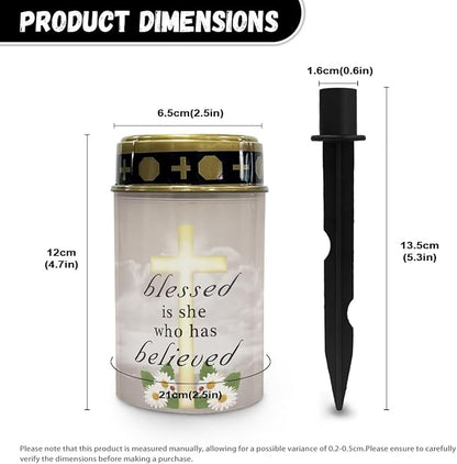 Blessed Cross Solar Stake Lights - Multipurpose Memorial Cemetery Decorations - Solar Powered Landscape Lights for Outside Patio Yard Pathway