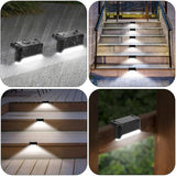 5pcs Waterproof Solar LED Deck and Stair Lights for Outdoor Garden, Patio, Fence, White Light with Black Shell | Lumora