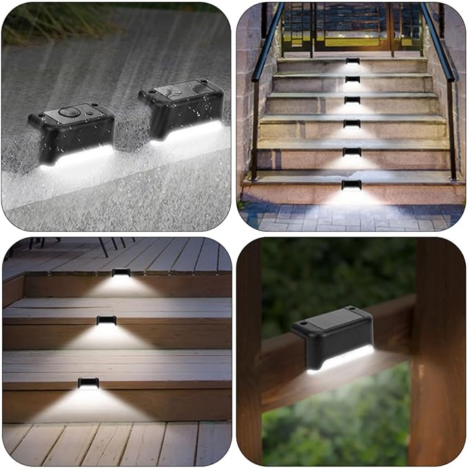 Solar Garden Fence Lights 5pcs Waterproof LED Deck Stair Step Lights for Outdoor Patio Yard Pathway Black Shell | Lumora