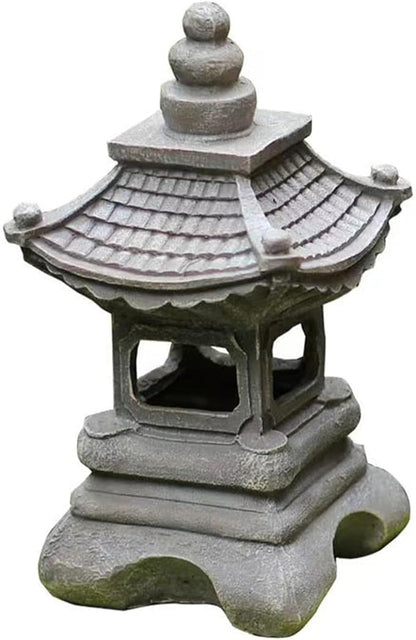 Garden Statues Outdoor, Solar Garden Statues, Palace Lamp Solar Powered Zen Lantern, Solar Yard Decorations for Outside Patio, Garden, Lawn (A)