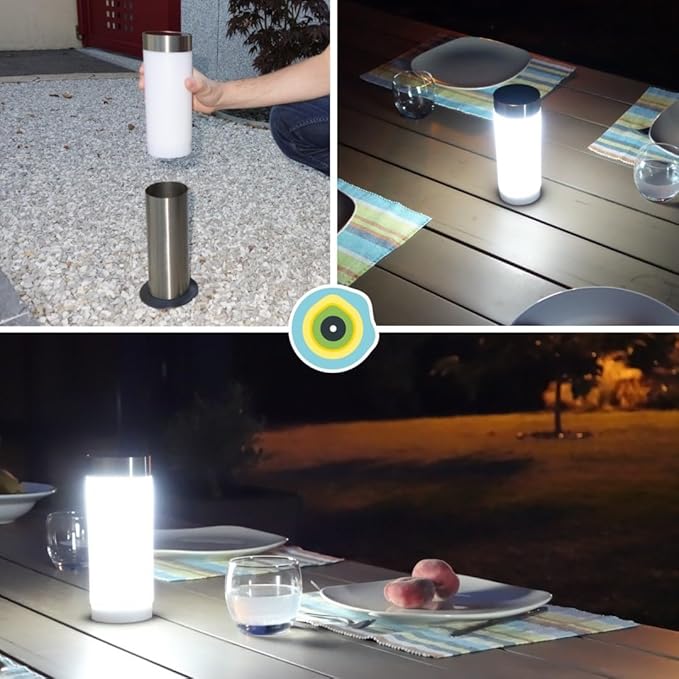 GARD & ROCK - Solar Path Light Made of Stainless Steel - 3xSMD LEDs - Mobile lamp Light Feature - Quick Fixation System - Energy-Saving, Without Electrical Connection - Light up Your Garden!