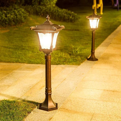 Lights Outdoor Anti-Rust Gold Outdoor Retro Glass Garden Pillar Light European Antique IP55 Waterproof Lawn Post Light Courtyard Street Landscape Decorative Column Lamp E27 Edison Stadium