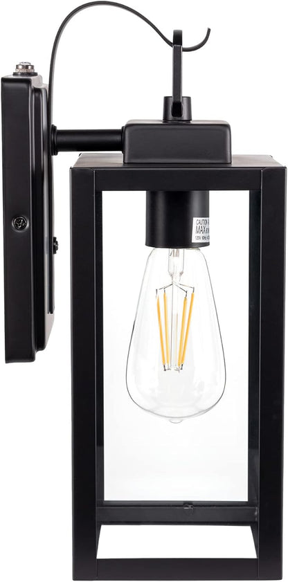 GRUENLICH Dusk to Dawn Outdoor Wall Lantern, Wall Sconce for Porch Lighting Fixture, E26 Base Max 60W, Metal Housing Plus Glass, Matte Black Finish, Bulb Not Included, 1-Pack