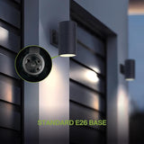 ASD 1 Light Dusk to Dawn Outdoor Wall Light Fixture | 60W E26 Bulb Socket 120V ETL Cylinder Up Down Lights | | Lumora