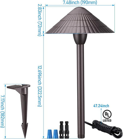 LEONLITE 12-Pack 5CCT LED Low Voltage Landscape Lights, 3W Cast-Aluminum 12-24V Pathway Lights, 1800K-5000K IP65 Path Lights, ETL Listed Landscape Lighting Wired for Yard Lawn, Oil Rubbed Bronze