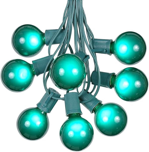 100 Foot G50 Outdoor Patio String Lights with 125 Green Globe Bulbs – Indoor Outdoor String Lights – Market Bistro | Lumora