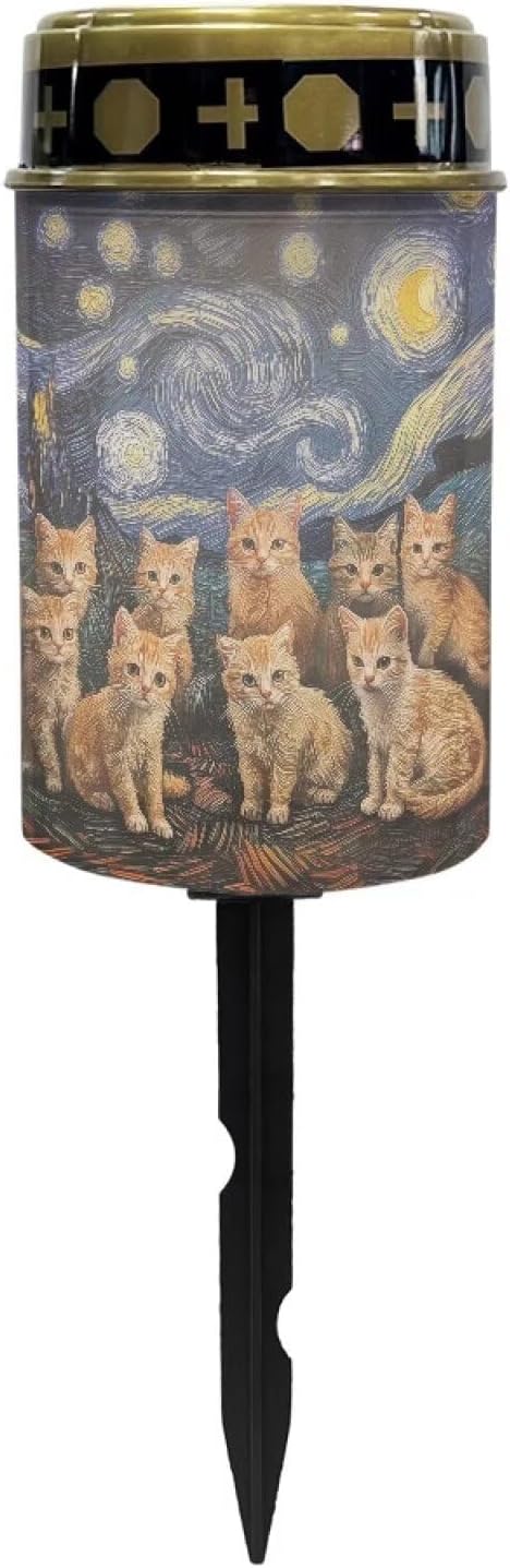 Starry Night Cats Solar Garden Stake Light, Cemetery Decorations for Grave Outdoor Lights,Sympathy Memorial Gifts for Mother, for Christmas Garden Lawn Yard Patio Decor