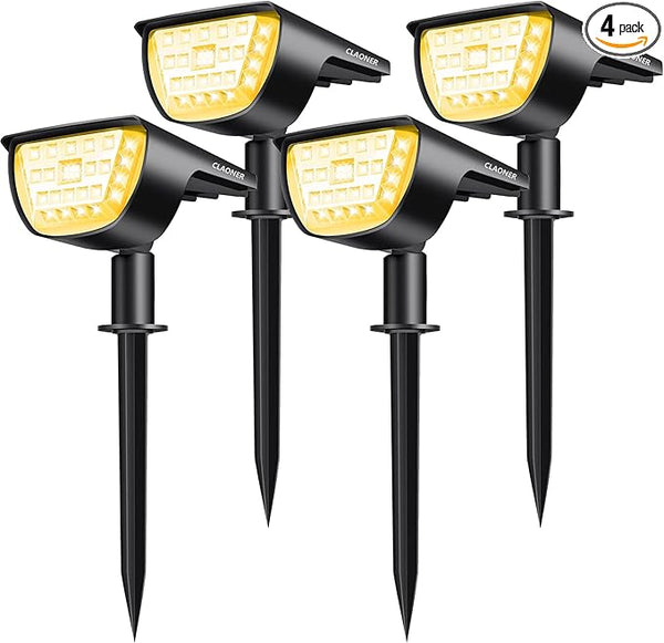 Claoner 32 LED Solar Landscape Spotlights, 3 Modes Waterproof Solar Landscaping Spotlights Outdoor Solar Powered | Lumora