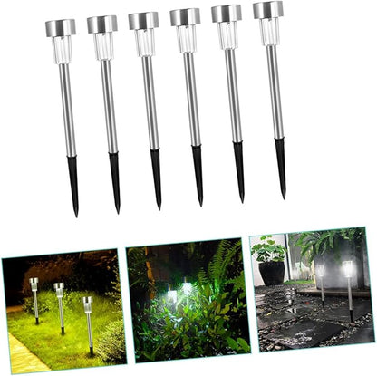 NUOBESTY 6pcs Solar Garden Lights Outdoor LED Landscape Pathway Lamps with Ground Stake for Patio Driveway Decoration