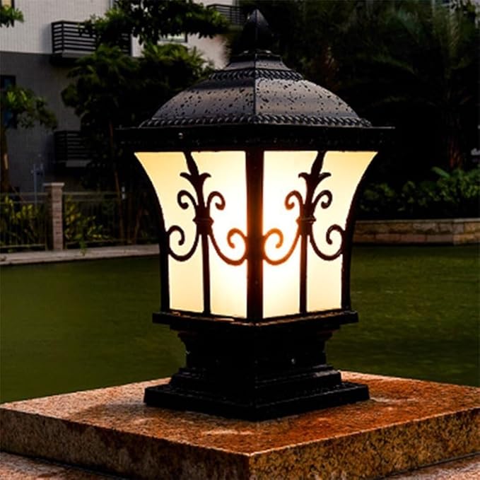 European Style Outdoor Waterproof Post Light Vintage Exterior Wall/Villa Courtyard Column Lamps, Outside Landscape | Lumora