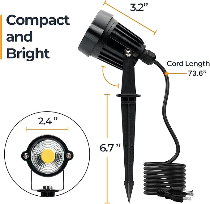 SHOYO Yard Spot Lights Warm White, 5W 3000K Outdoor Spotlights LED Landscape Lights IP65 Waterproof Uplights with | Lumora