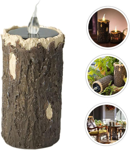 Mipcase Wood Grain Lamp Solar Pathway Light Outdoor Landscape Decor Easy to Install Weatherproof Garden Decor