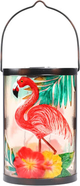Hanging Solar Lantern Outdoor Waterproof Flamingo Solar Lights Glass Tabletop Decorative Lamp for Outdoor Patio | Lumora