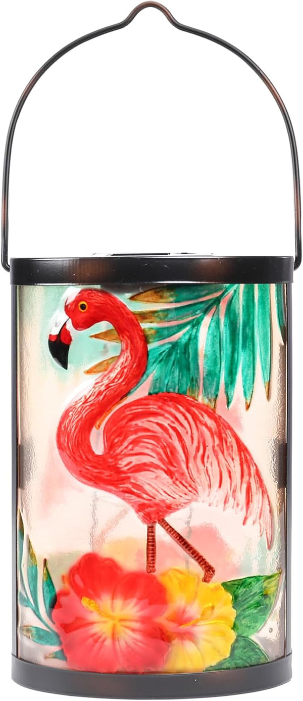 Hanging Solar Lantern Outdoor Waterproof Flamingo Solar Lights Glass Tabletop Decorative Lamp for Outdoor Patio | Lumora
