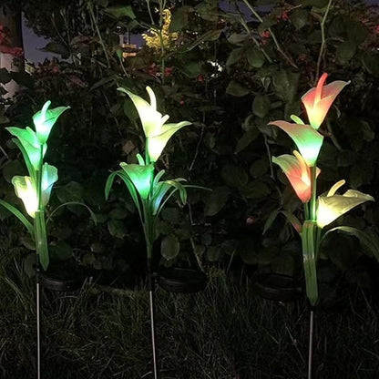 Aolyty Solar Garden Lights Outdoor Multi-Color Changing LED Solar Calla Lily Light IP65 Waterpoof Flower Lights for Patio, Garden, Lawn, Yard Pathway Decorative (Purple, 2 Pack)