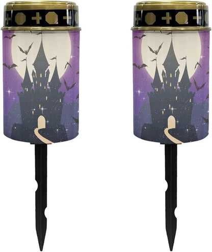 Halloween Solar Lights Outdoor Waterproof Cemetery Solar Lights 2 Pcs Solar Cemetery Decorations for Grave Solar Lights for Cemetery Gravesite