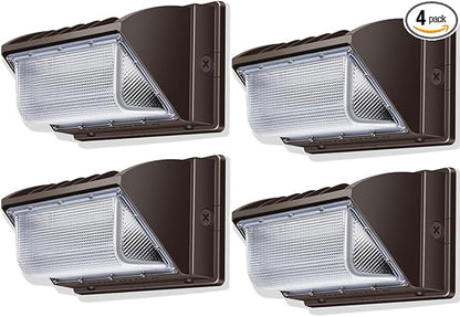 ledmo Wall Pack Light 150w Waterproof 5000K 21000lm 100-277V Equivalent Energy Save Ultra Bright Commercial Outdoor LED Wall Lights Exterior Security Flood Lighting 4 Pack for Yard,Garage,Building