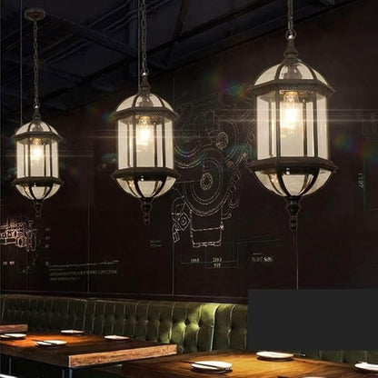 Rustic Outdoor Hanging Lamp Retro Waterproof Lantern Pendant Light Farmhouse Vintage Industrial Aluminum Chandelier for Porch Patio Loft Restaurant Bar Cafe Entryway Gazebo