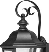 Hinkley Edgewater Medium Wall Mount Outdoor Lantern - Aluminum, Clear Seedy Glass, Traditional - Black Finish | Lumora