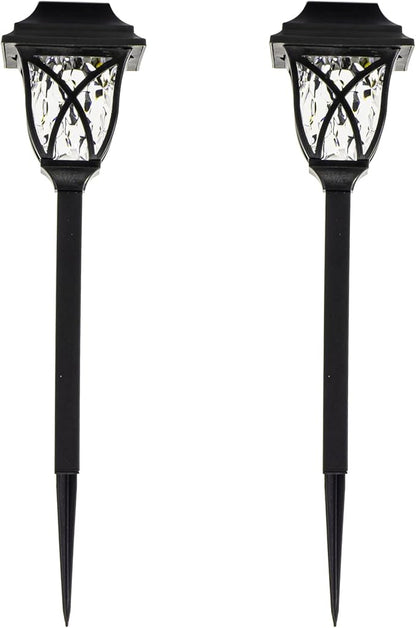 Crosslight Solar Powered Pathway Lights (2 Pack) - Collin Outdoor LED Lights, Waterproof for Garden, Yard, Patio, Lawn, Walkway - Decorative Ground Stake Lighting | White