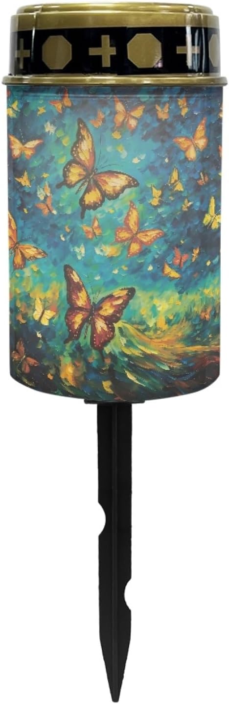Galaxy Butterfly Solar Lights Outdoor Butterflies Solar Pathway Lights Waterproof Garden Stake Lights for Outside Yard Patio Solar Powered Fairy Lights Flameless Lights,Green