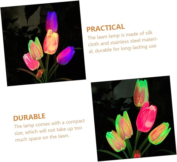 DOITOOL Lawn Solar Lamp 2pcs Powered for Decoration Creative Tulip Solar Lamp Garden Lawn Landscape Flowers Yard Light