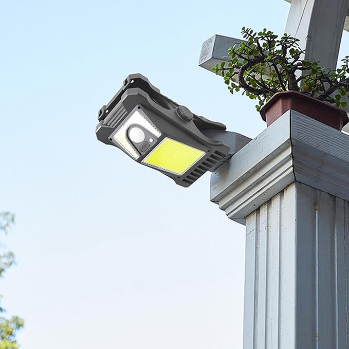 Solar Clip on Motion Sensor Light, High Brightness Led Outdoor Lamp with Efficient Solar Charging for Camping Tent, Pathway, Patio, Garden