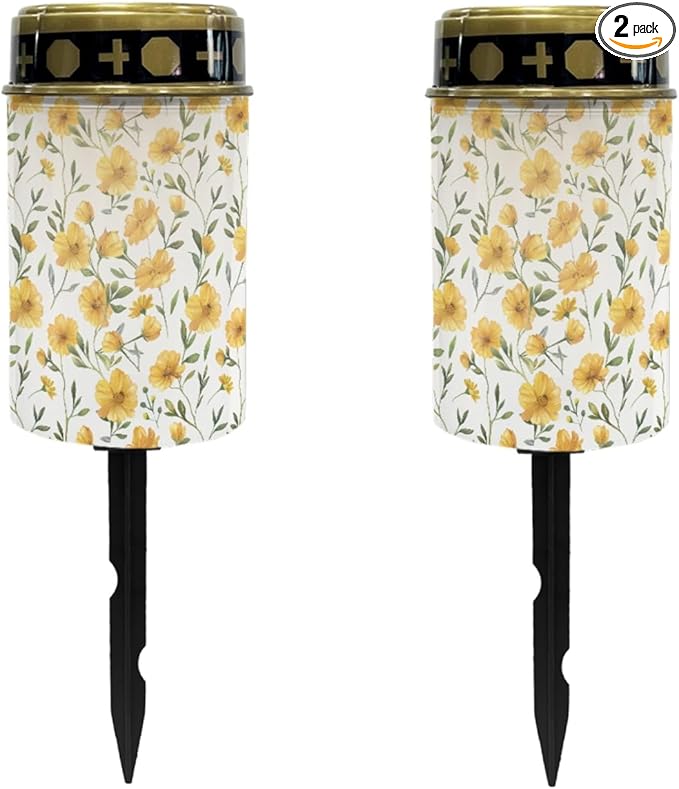 Floral Yellow Solar Pathway Lights,Waterproof Solar Garden Lights Outdoor Solar Walkway Lights Landscape Decoration Lighting for Yard,Walkway,Patio,Driveway