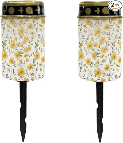 Floral Yellow Solar Pathway Lights,Waterproof Solar Garden Lights Outdoor Solar Walkway Lights Landscape Decoration Lighting for Yard,Walkway,Patio,Driveway