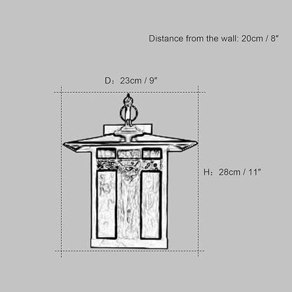 Tiffany Style Outdoor Wall Lights Stained Glass Corridor Wall Lamp Vintage Outdoor Balcony Aisle Hallway Wall Sconce Lighting,E27,110-240V(18 * 20 * 23Cm)