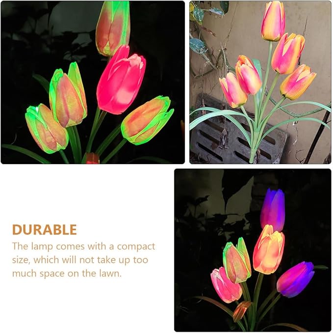 Solar Garden Lights LED Solar Flowers Lights with 5 Tulip for Yard Patio Lawn Pathway Garden Decorations