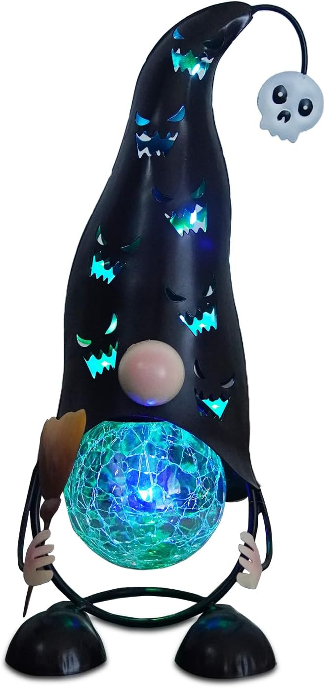 Halloween Decorations Outdoor Solar Lights Gnome, Color Changing LED Lights with Jack-O-Lantern Hollowed-Out Hat | Lumora