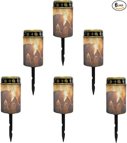 Sunset Horses Solar Garden Lights Outdoor Waterproof,Solar Lights-Horses Garden Stake Lights,Outdoor Pathway Lights for Yard Patio Driveway LED Lantern Landscape Lighting